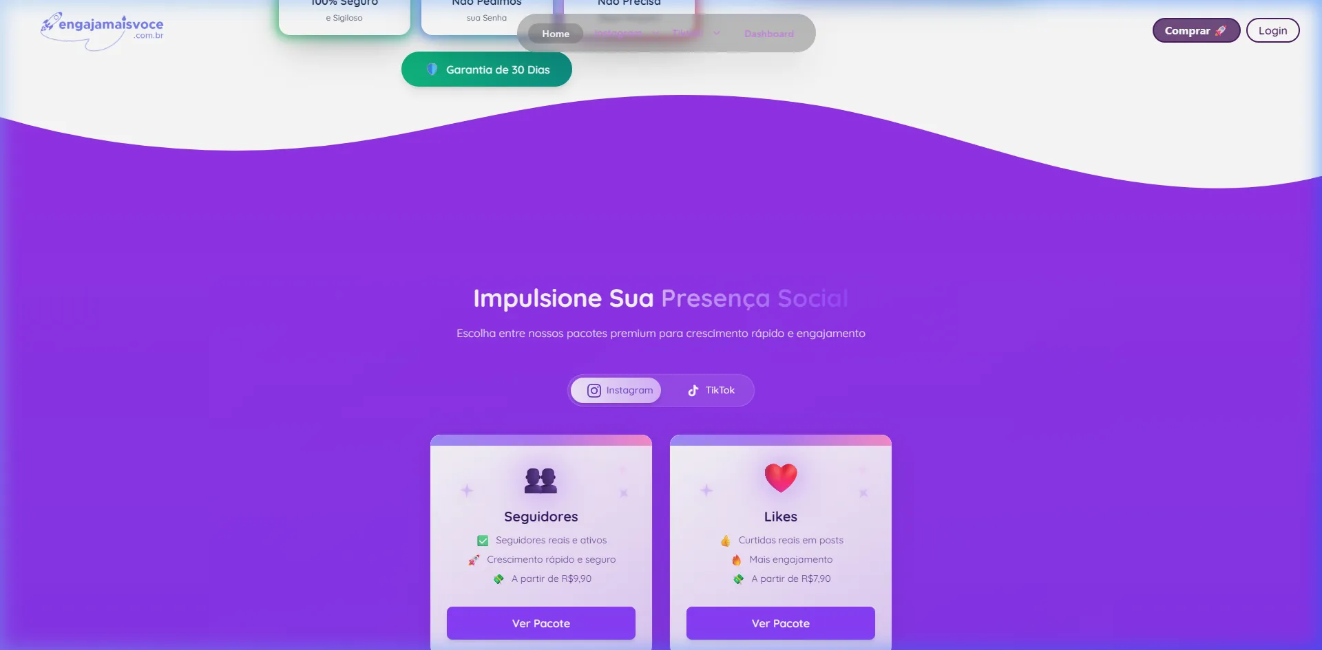 Grilla de planes y paquetes disponibles para usuarios.