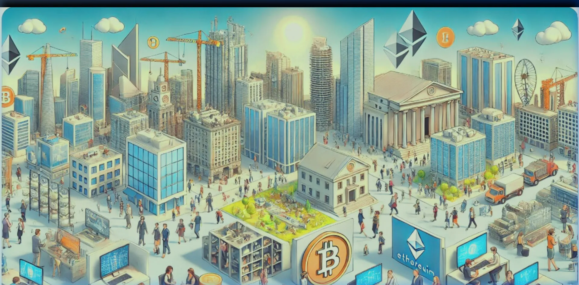 Hero de MentorProfit con ilustración isométrica de ciudad financiera.